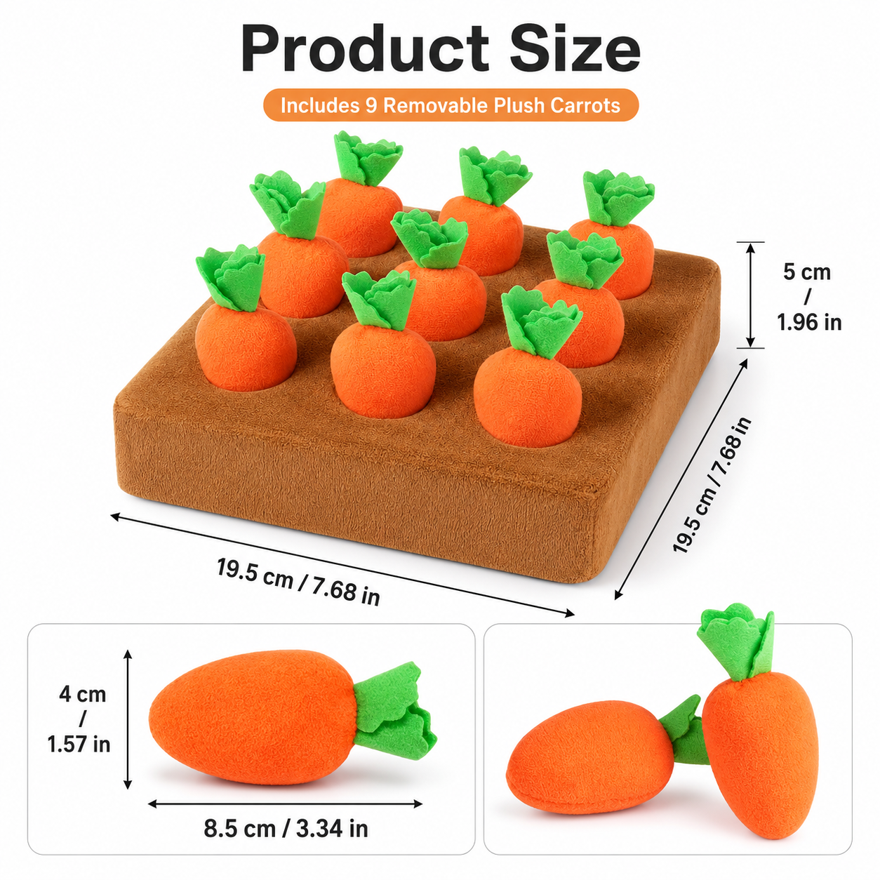 Carrot Snuffle Mat – Interactive Enrichment Puzzle Toy for Sensory Training and Mental Stimulation