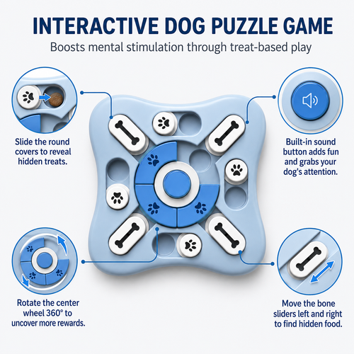 Slow Feeder Puzzle Bowl for Dogs & Cats | Interactive IQ Training Toy
